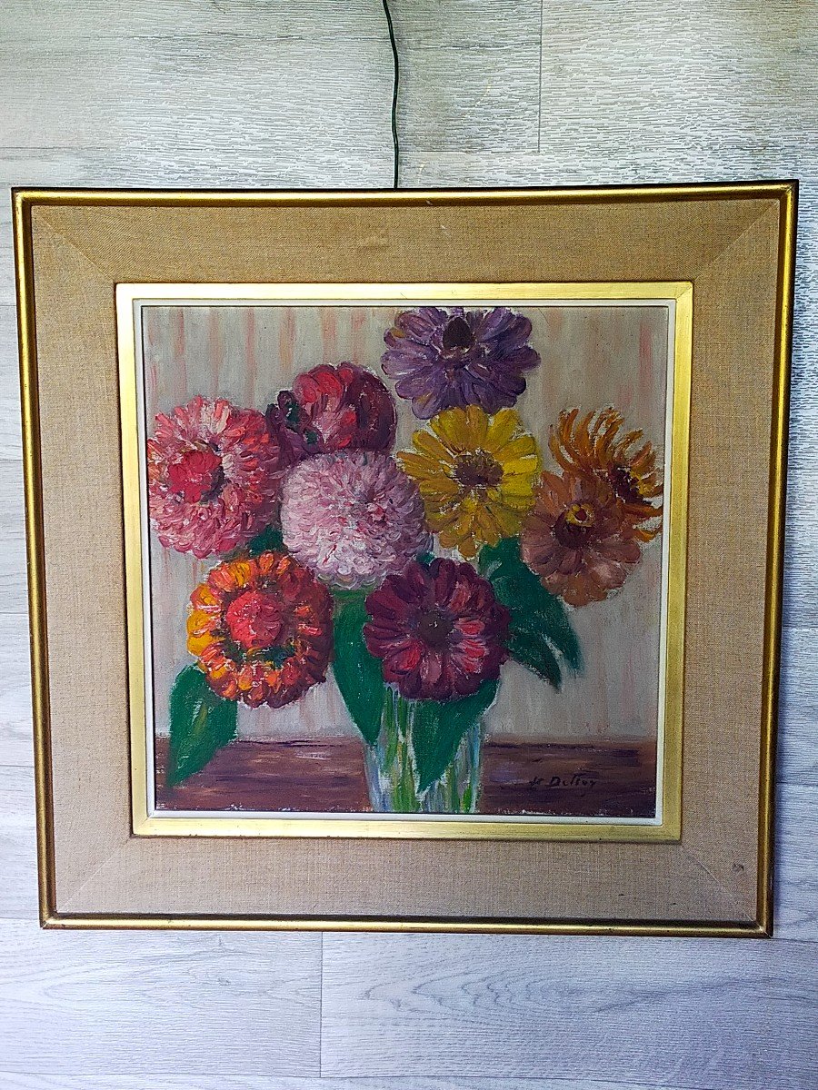 Léon Detroy Bouquet de Dahlia école De Crozant (gargilesse ,creuse Osterlind Guillaumin..)-photo-2