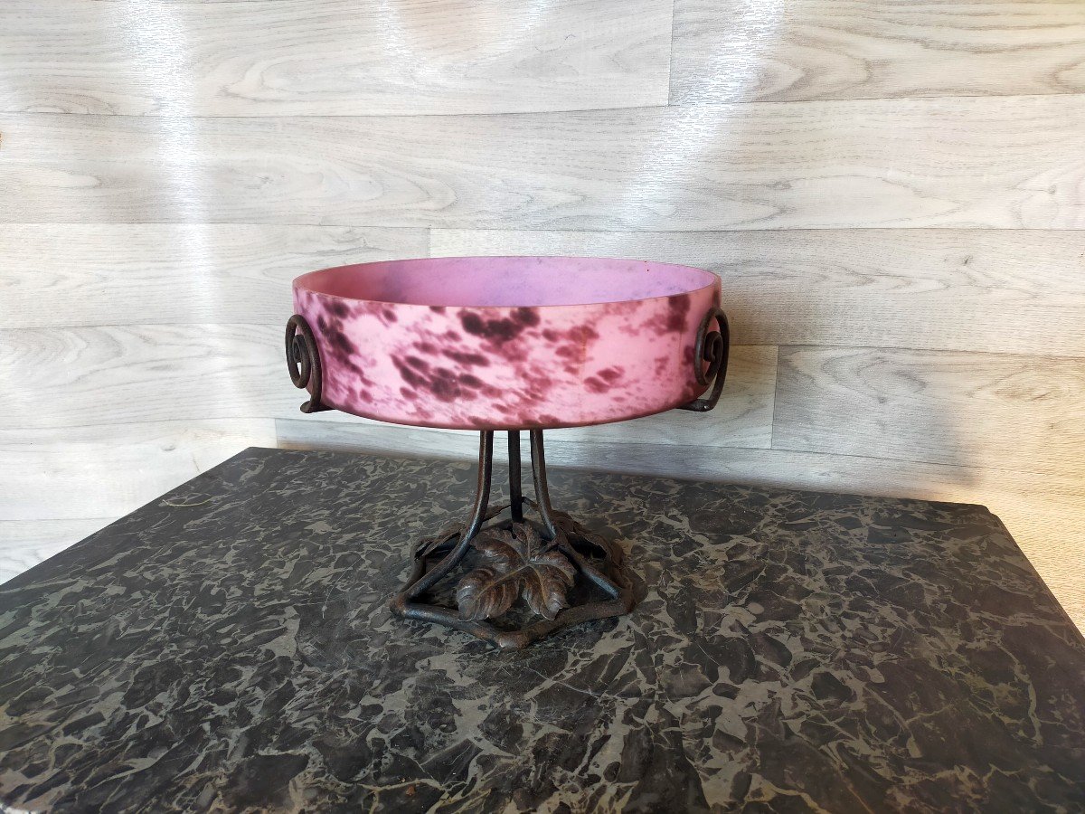 Coupe Art Déco Pate De Verre Lorrain  (verrerie Belle étoile Daum Et Compagnie Croismare). -photo-4