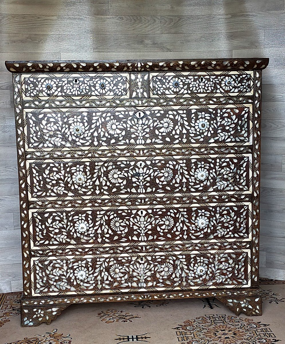 Syria Commode In Ivory Marquetry, Mother-of-pearl And Bone 