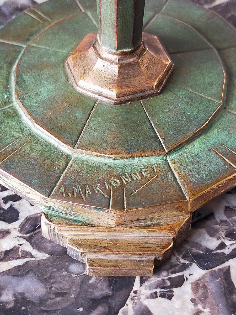 Art Deco Lamp Muller Frère Lunéville And Albert Marionnet Bronze (gallé Daum Nancy)-photo-2