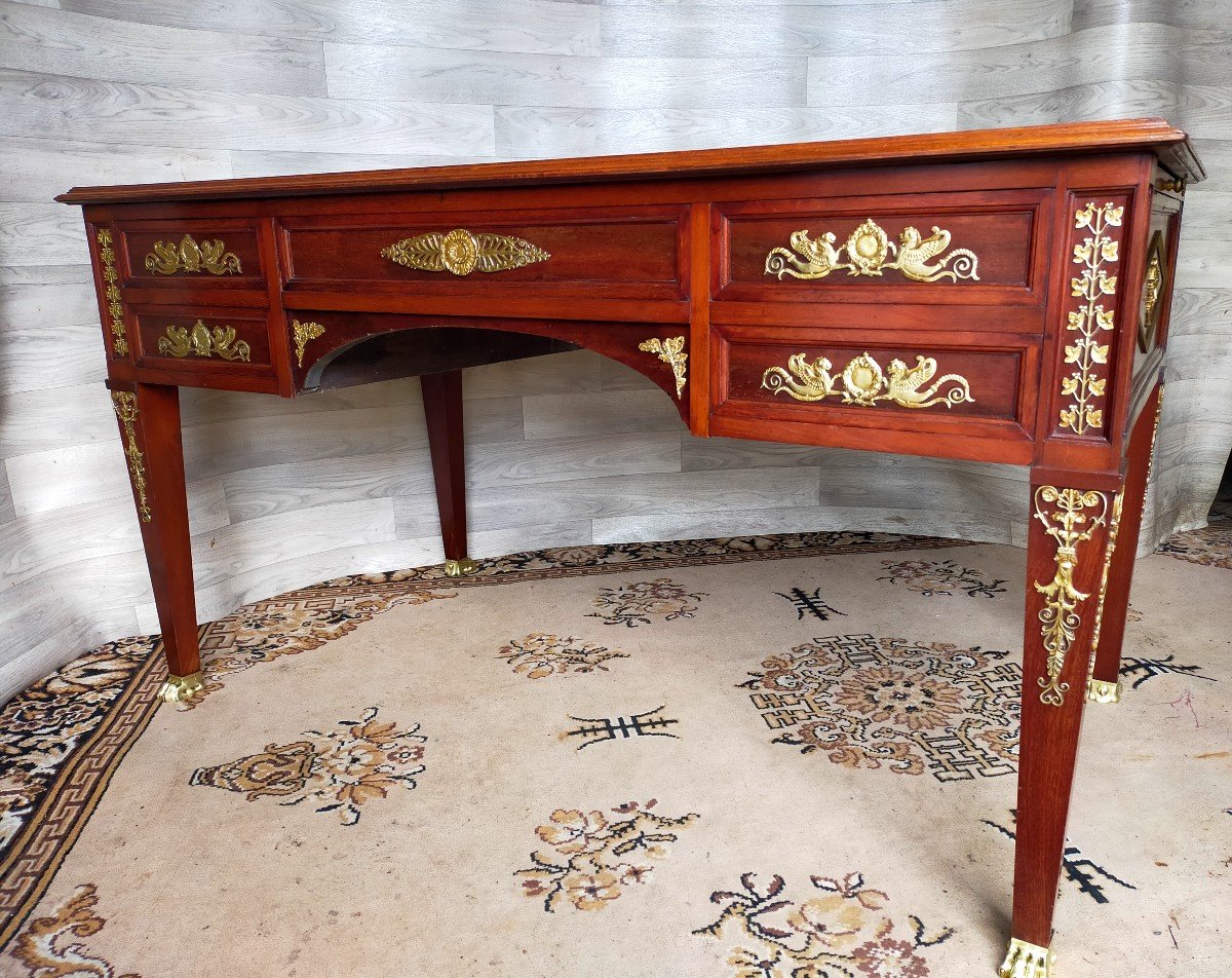 Bureau Plat Empire Acajou Et Bronze Dor&eacute;-photo-2