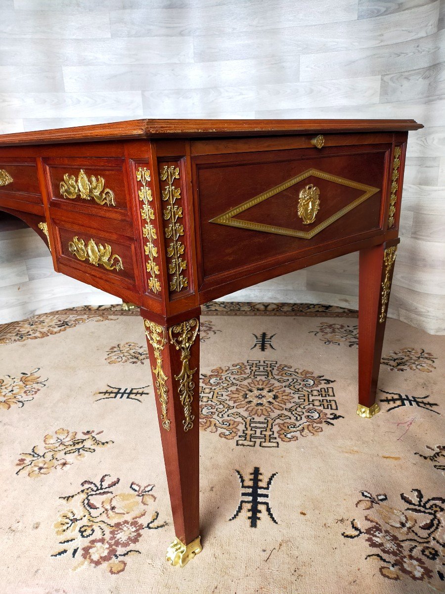 Bureau Plat Empire Acajou Et Bronze Dor&eacute;-photo-5