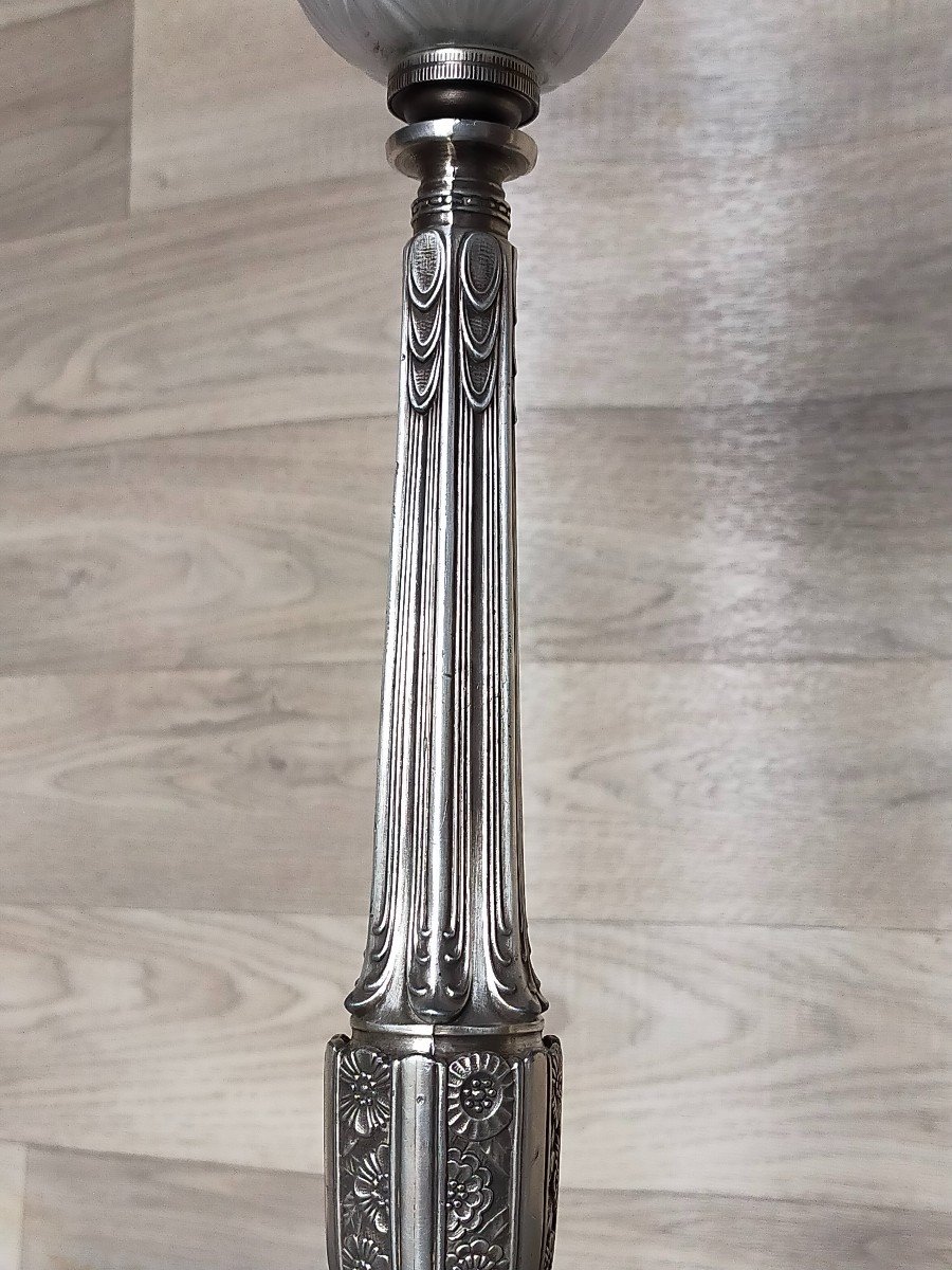 Lampe Art D&eacute;co Bronze Argent&eacute; -photo-2