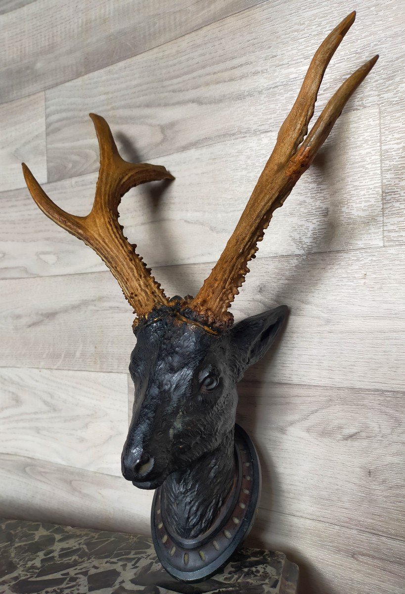 T&ecirc;te De Chevreuil En Bronze ( Chasse,Troph&eacute;e) 
