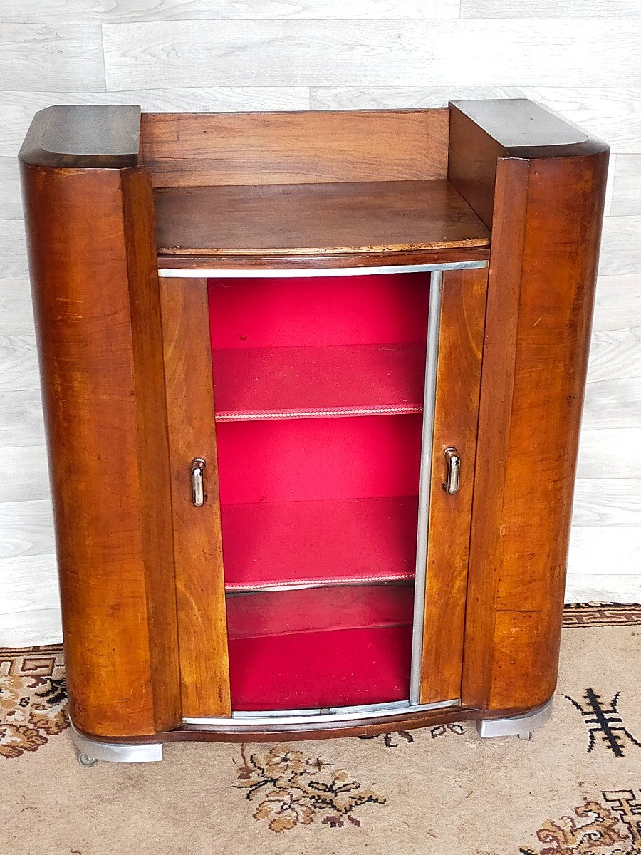 Meuble Art D&eacute;co Deux Portes Galb&eacute;es (bar Buffet Commode)-photo-2