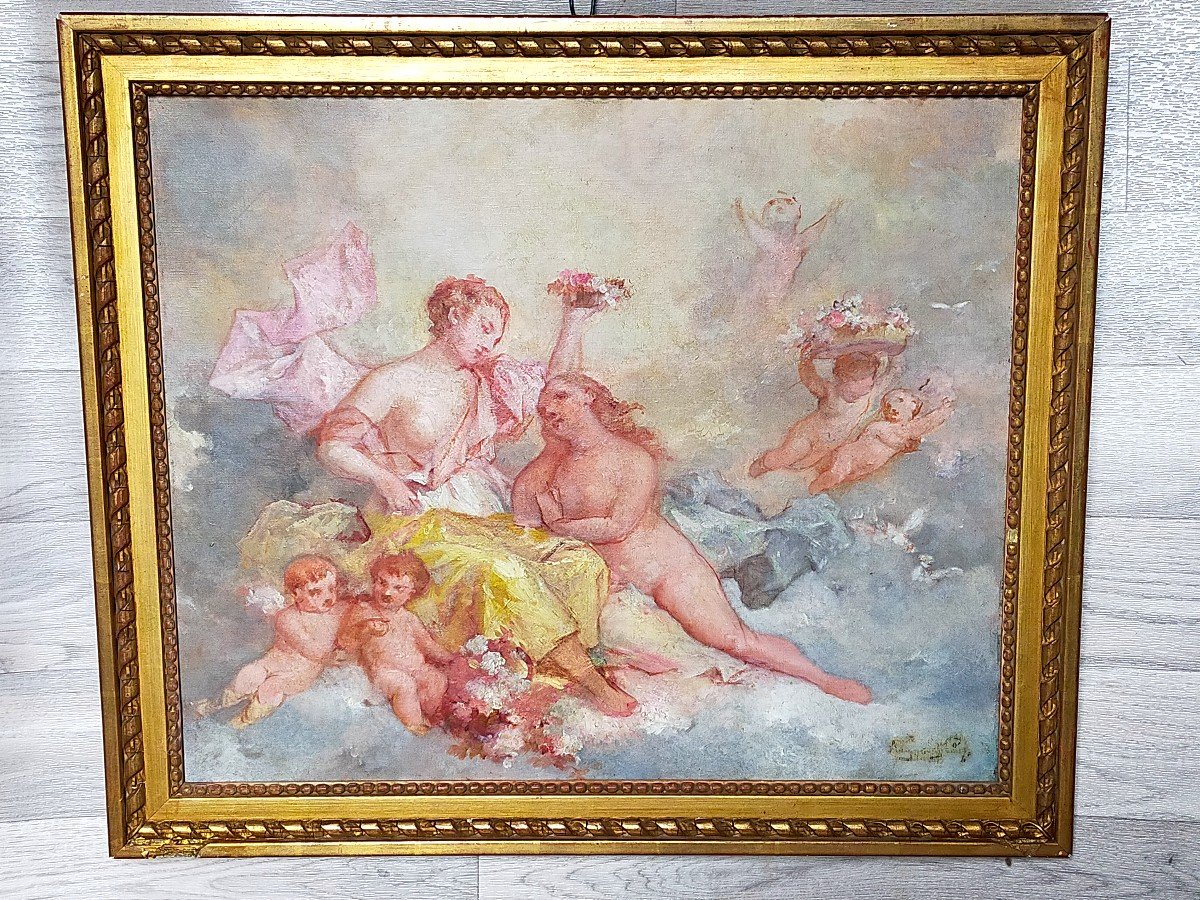 Cloud Mythological Scene With Cupids 