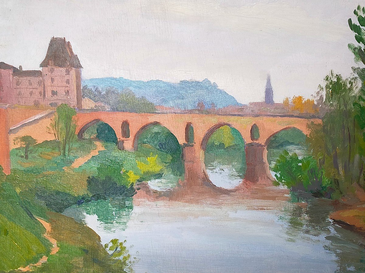 Louis Suire 1899-1987 Le Tarn Montauban le pont vieux et le musée ingres  (ile de ré ,cognac)-photo-2