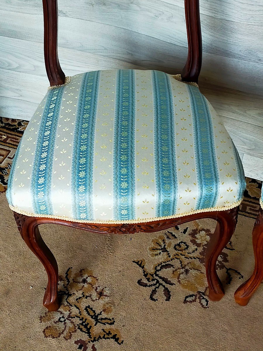 Paire De Chaises De Chambre Louis XV Noyer -photo-3