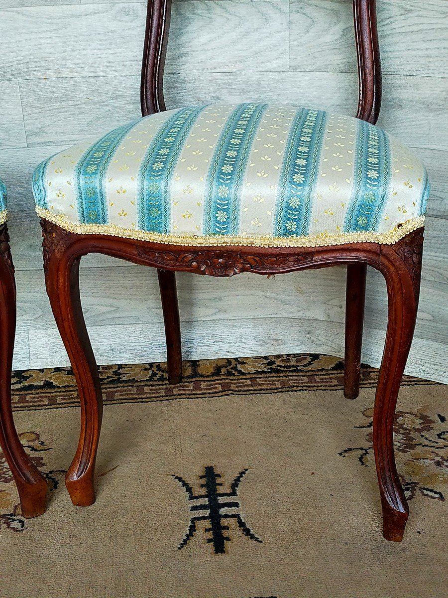 Paire De Chaises De Chambre Louis XV Noyer -photo-4