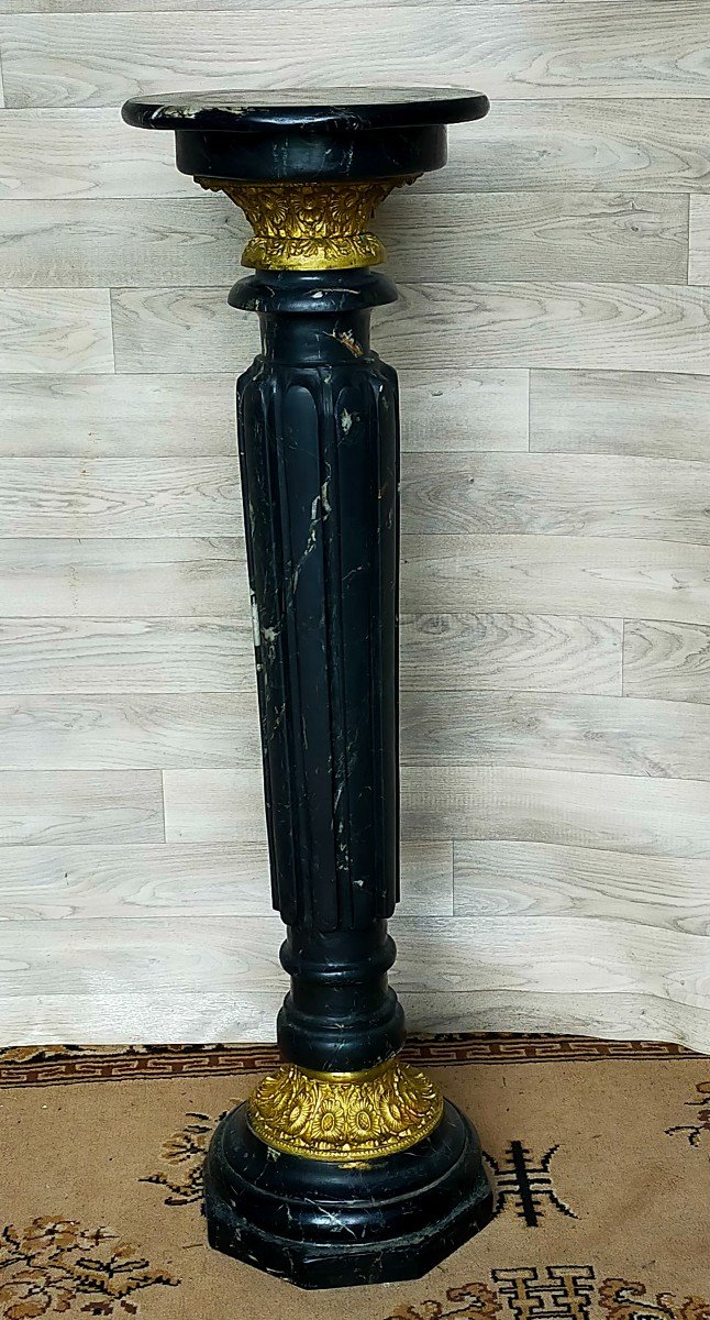 Large Marble And Gilt Bronze Column (selllette)