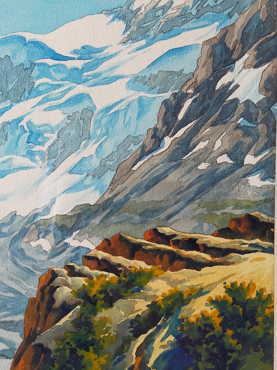 Jacques Fourcy (1906-1990) The Mer De Glace Chamonix Mont Blanc -photo-2