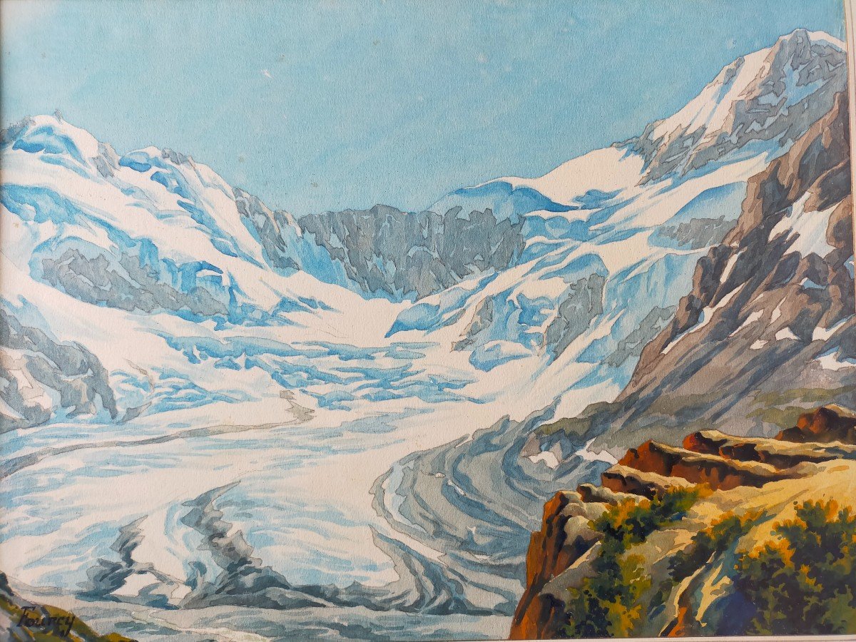 Jacques Fourcy (1906-1990) la Mer De Glace Chamonix Mont Blanc 