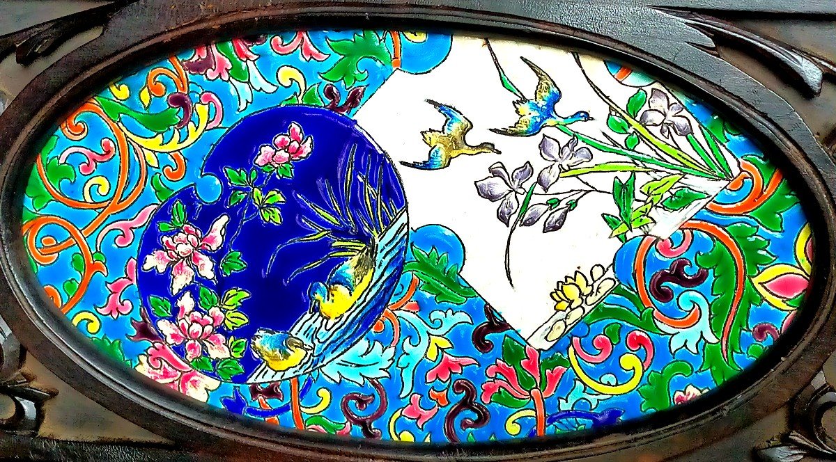 Planter With Napoleon III Dragons With Plate In Longwy Or Bordeaux Enamels -photo-4