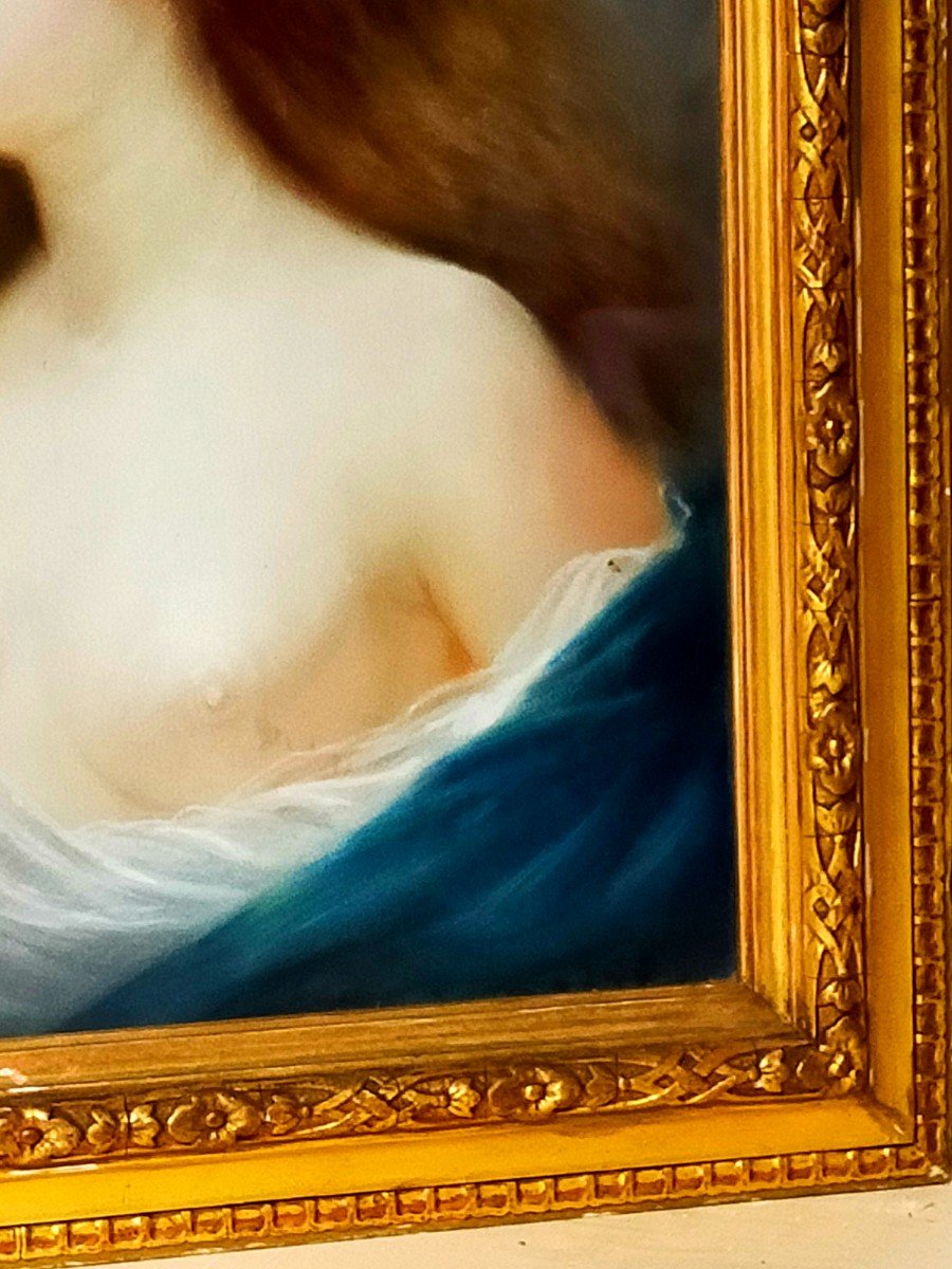 Large Pastel Of Woman 1900 Art Nouveau -photo-3