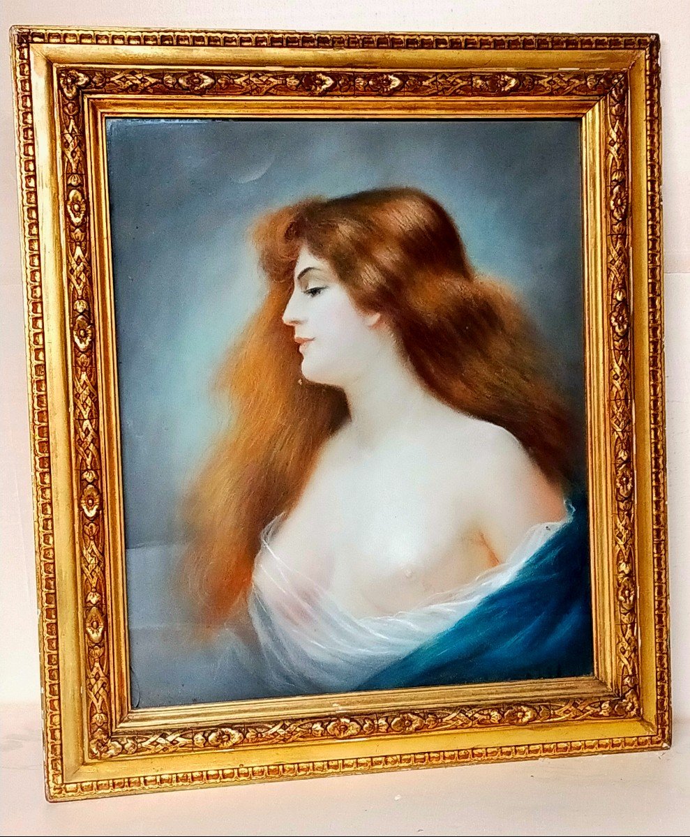 Large Pastel Of Woman 1900 Art Nouveau 