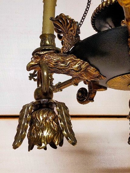 Empire Chandelier With Golden Bronze Eagle Heads-photo-2