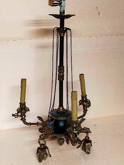 Empire Chandelier With Golden Bronze Eagle Heads-photo-4