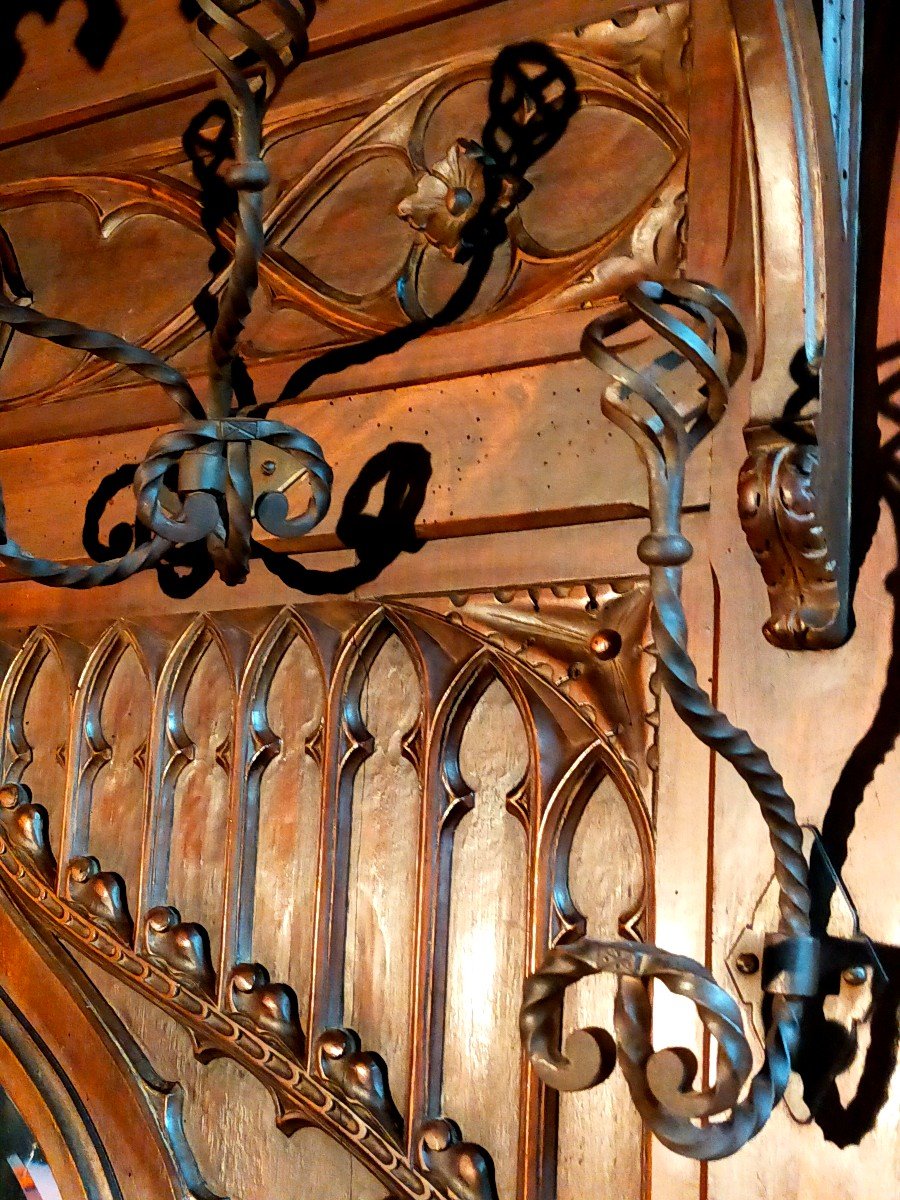 Pair Of Neo Gothic Castle Coat Racks (neo-gothic, Cloakroom, Medieval)-photo-3