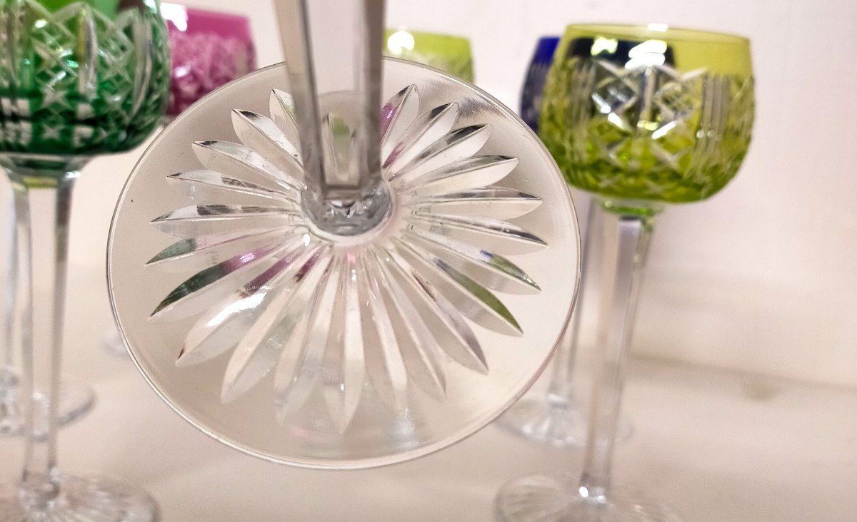 Sept Verres A Vin En Cristal De Saint Louis Risling  -photo-2