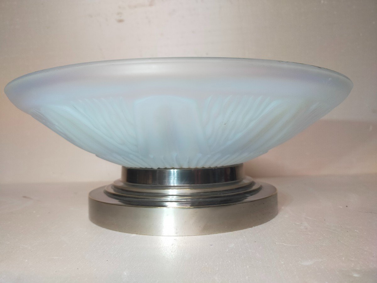 Coupe A Fruits Art D&eacute;co Verre  Opalescent Sign&eacute;e France (ezan Sabino Etling Verlys)