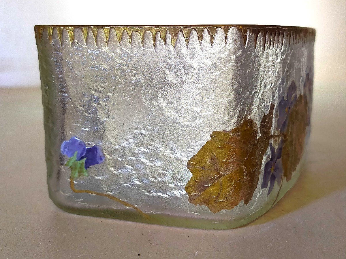 Coupe Legras Montjoye  &eacute;maill&eacute; A D&eacute;cor De Violettes (daum Gall&eacute; Ecole De Nancy)-photo-3