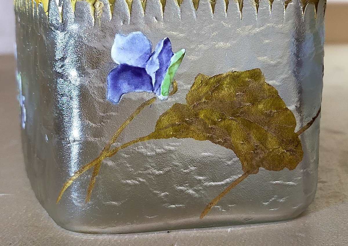 Coupe Legras Montjoye  &eacute;maill&eacute; A D&eacute;cor De Violettes (daum Gall&eacute; Ecole De Nancy)-photo-2