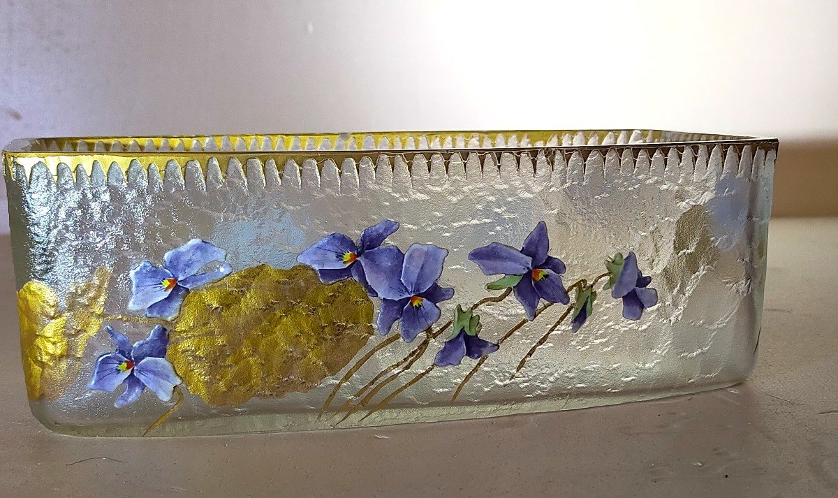 Coupe Legras Montjoye  &eacute;maill&eacute; A D&eacute;cor De Violettes (daum Gall&eacute; Ecole De Nancy)