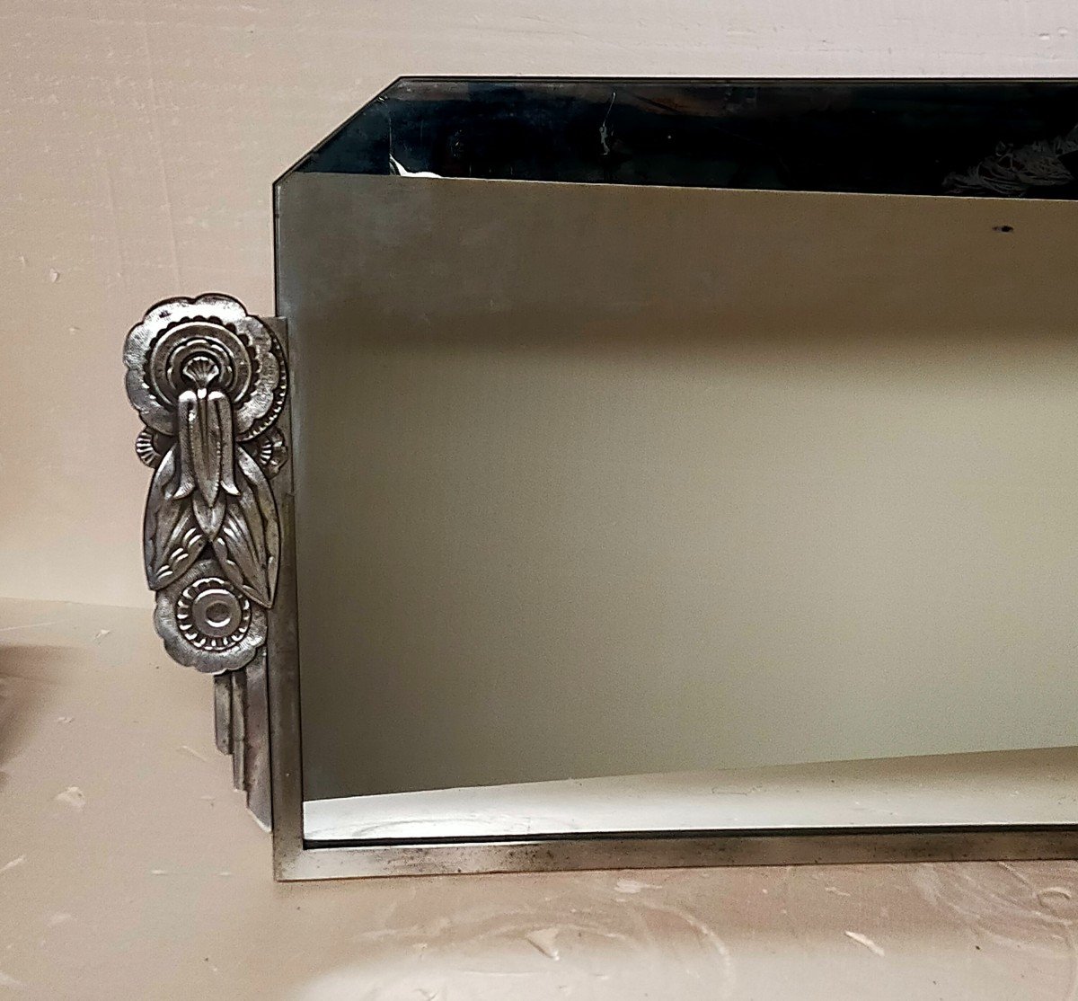 Art Deco Silver Bronze Mirror -photo-3