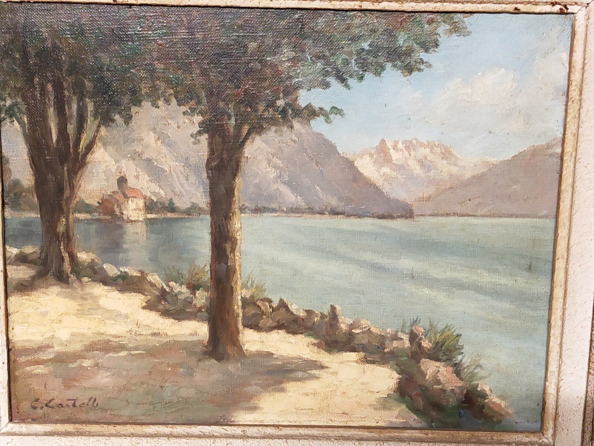 Clément Castelli 1870-1959 "Le Château De Chillon Sur Le Lac Léman"-photo-4