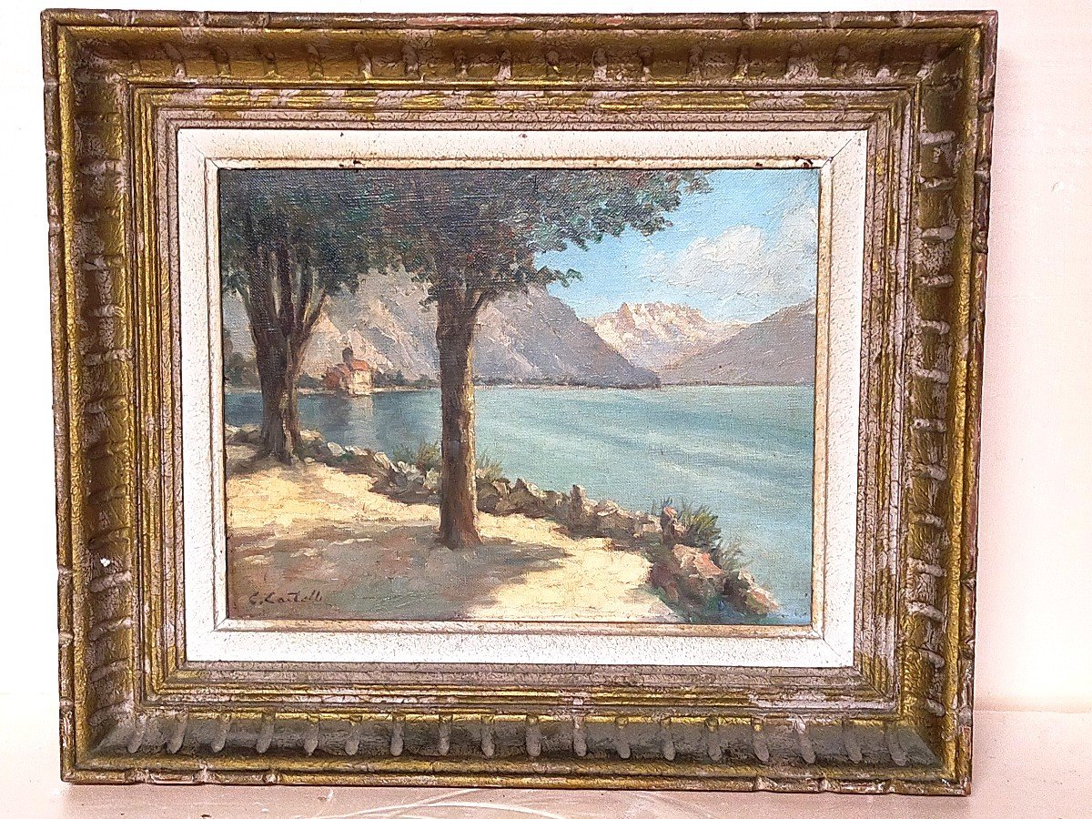 Clément Castelli 1870-1959 "Le Château De Chillon Sur Le Lac Léman"