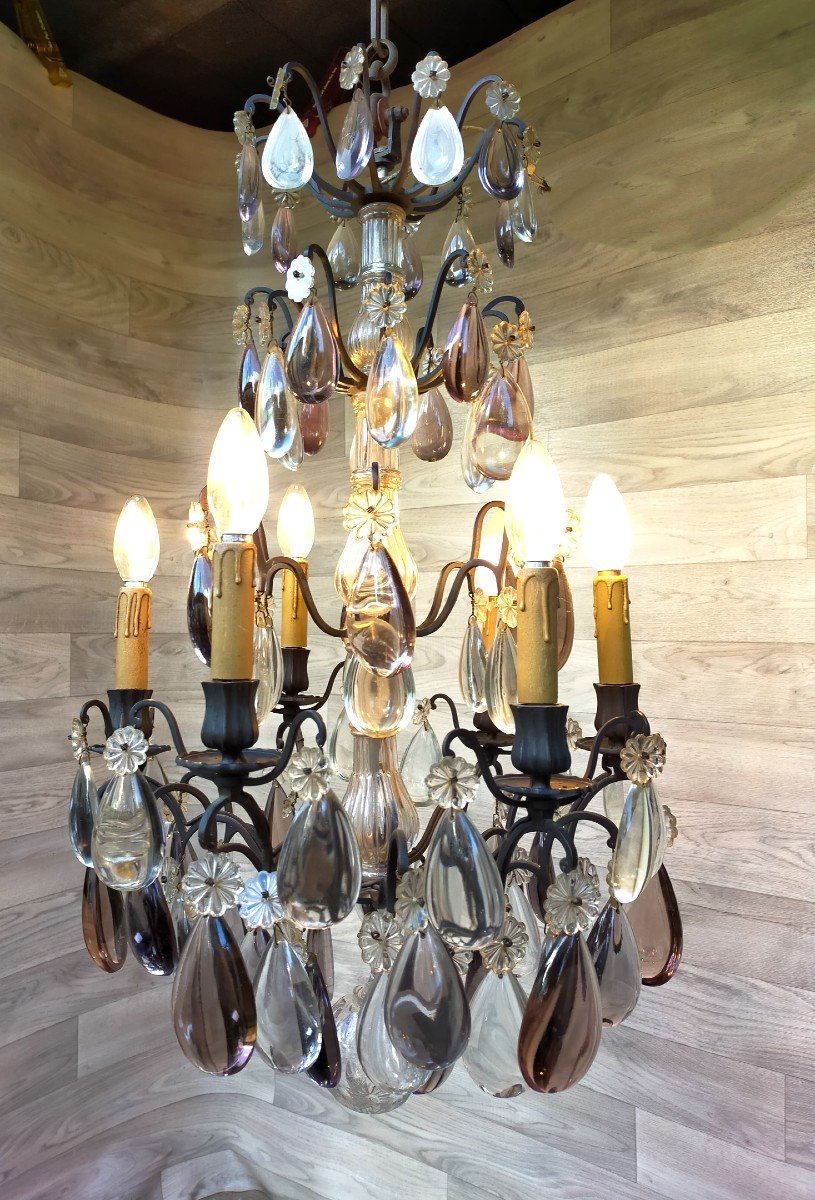 Lustre Pampilles De Couleur Et Monture Bronze -photo-2