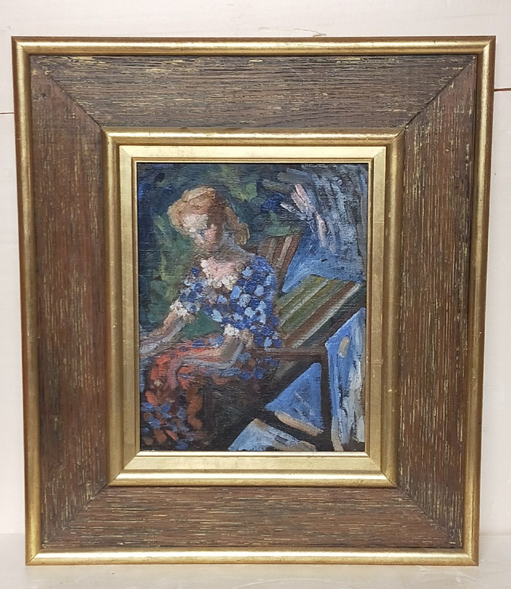 Emile Courgay Postimpressionniste Jeune Femme Sur Une Chaise Longue 