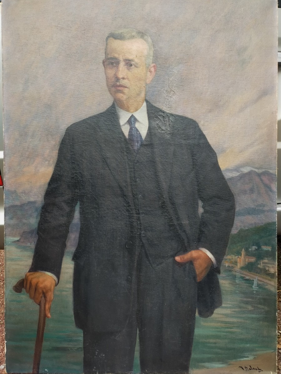 Grand Portrait d'Homme En Costume Signé Balande Balasde ? 