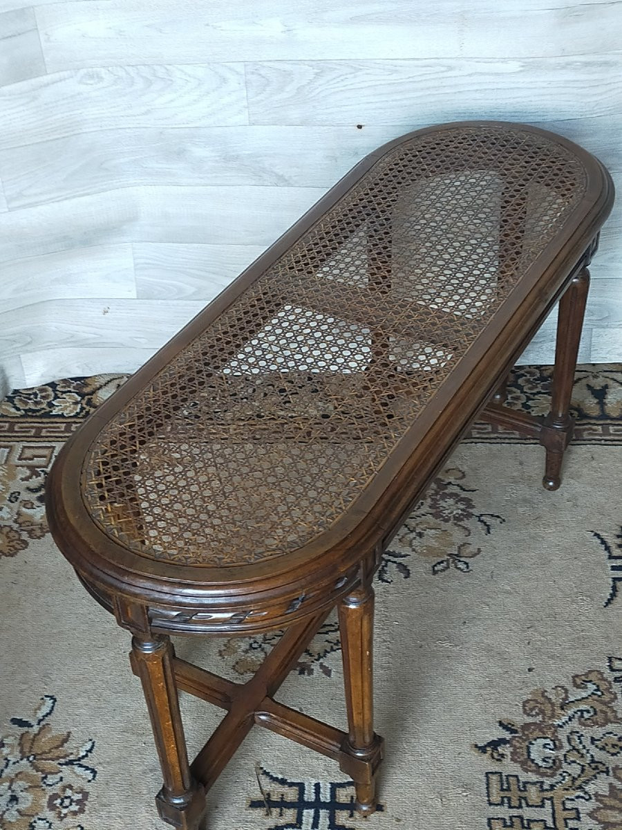 Louis XVI Style Caned Piano Bedroom Bench -photo-3