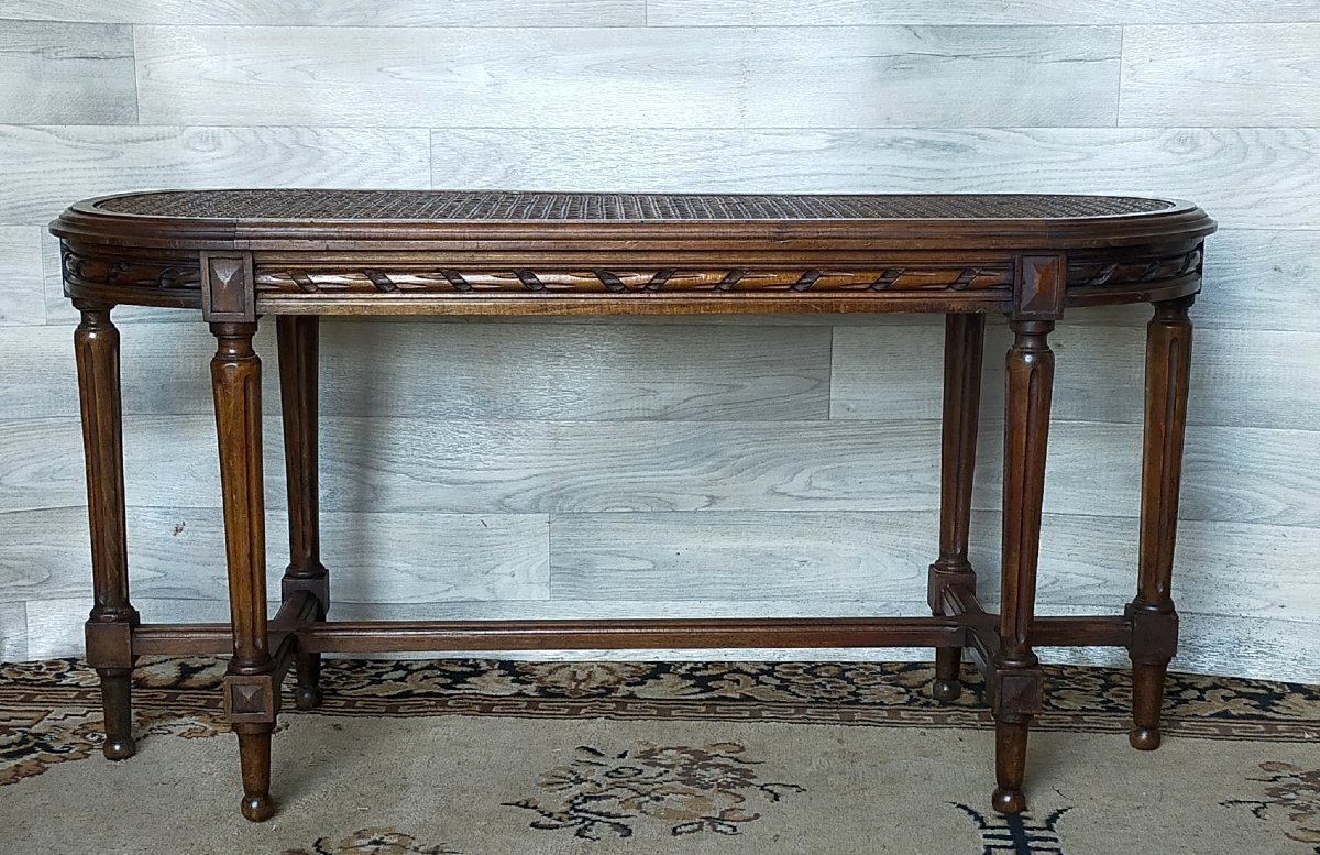 Louis XVI Style Caned Piano Bedroom Bench -photo-4