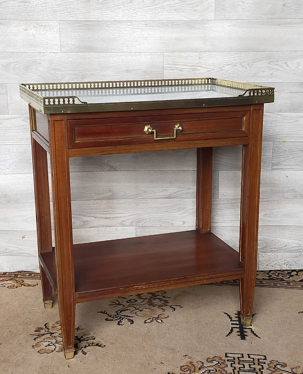 Mahogany And Bronze Console Table (serving Table, Pedestal Table, Side Table)