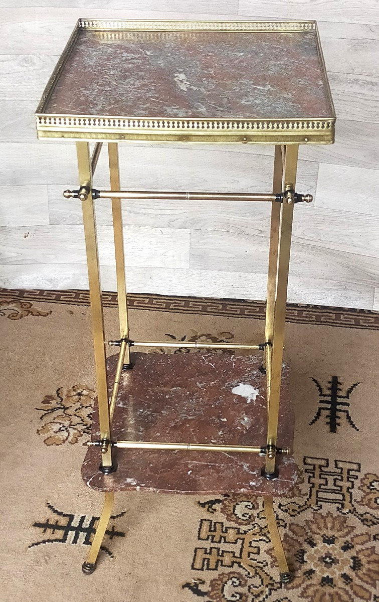 Sellette Bambou Bronze Et Marbre (console,guéridon )