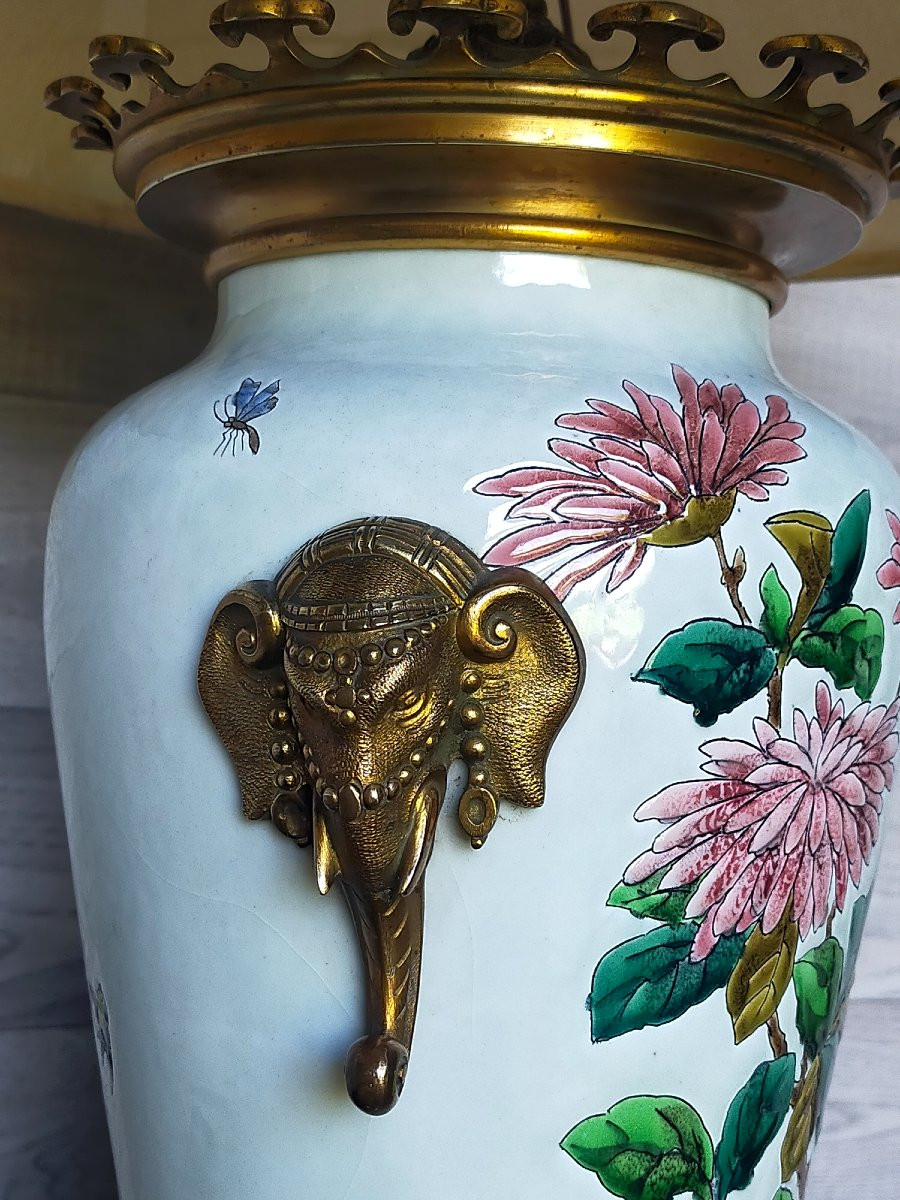 Spectacular Jules Vieillard Bordeaux Lamp Asian Decor With Elephants Bronze Barbedienne -photo-6