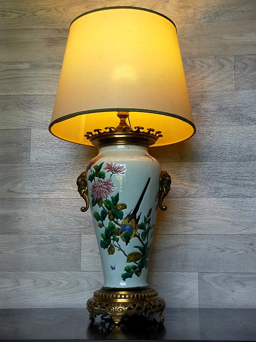 Spectacular Jules Vieillard Bordeaux Lamp Asian Decor With Elephants Bronze Barbedienne -photo-8