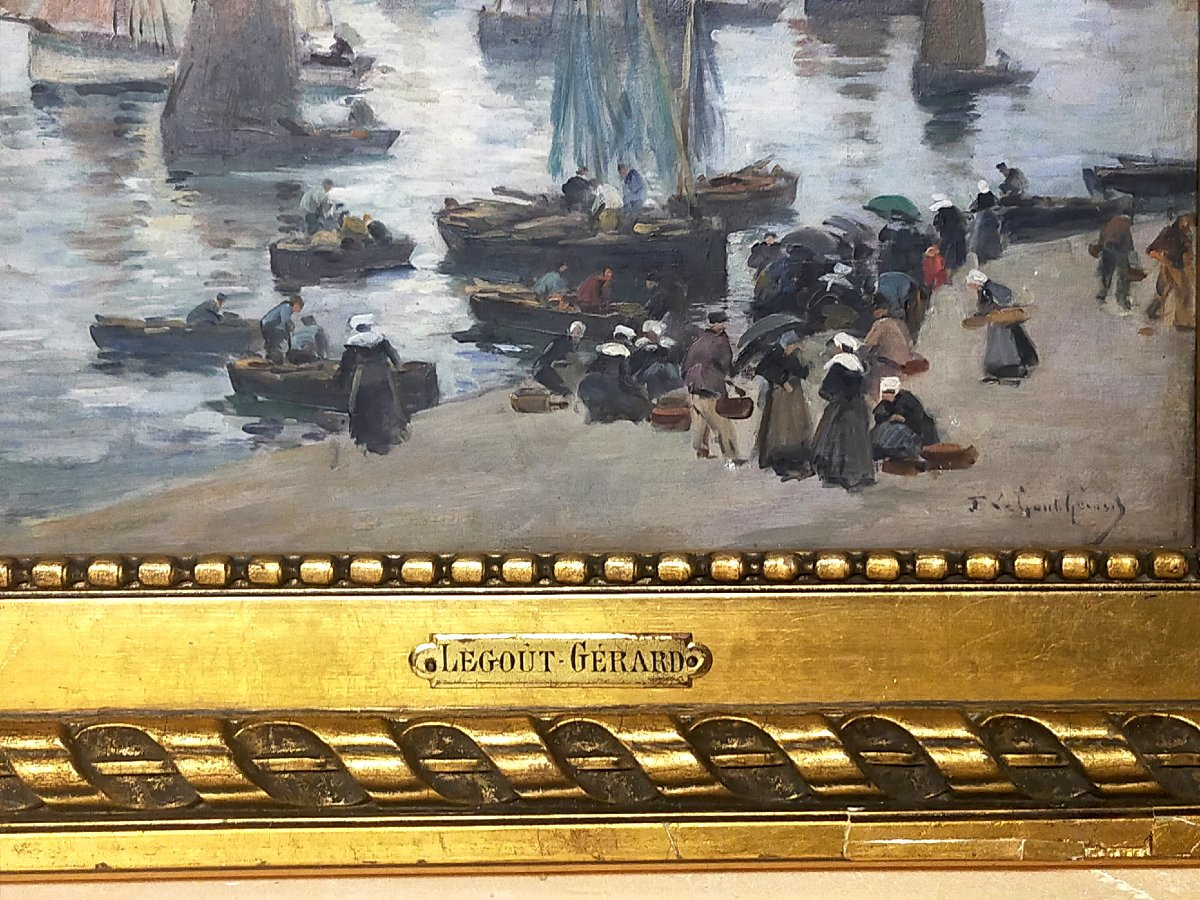 Fernand Marie Eug&egrave;ne Legout- Gerard (1856-1924) P&ecirc;cheurs Dans Le Port De Concarneau Bretagne  -photo-4