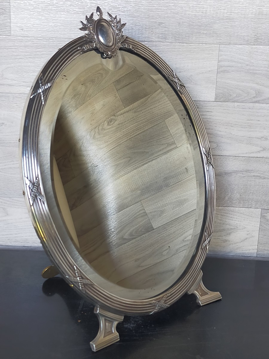 Miroir Psyché En Argent Massif A La Couronne Comtale De Style Louis XVI