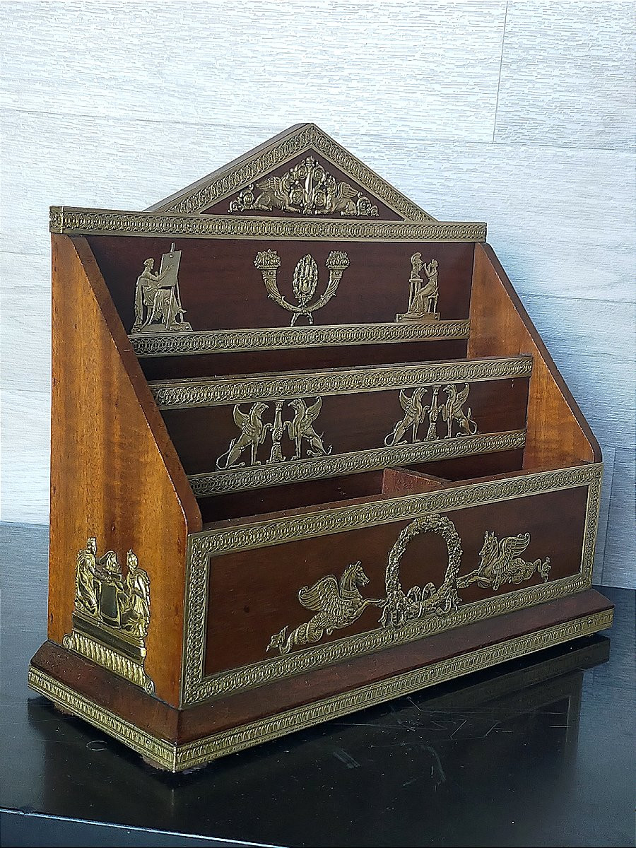 Range Courrier Décor A l'Antique En Bronze Ajouré Empire -photo-3
