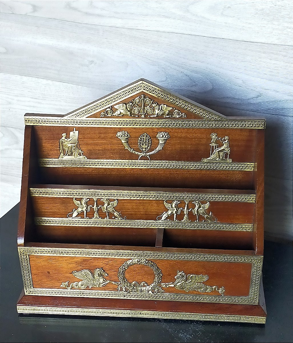 Range Courrier Décor A l'Antique En Bronze Ajouré Empire -photo-2