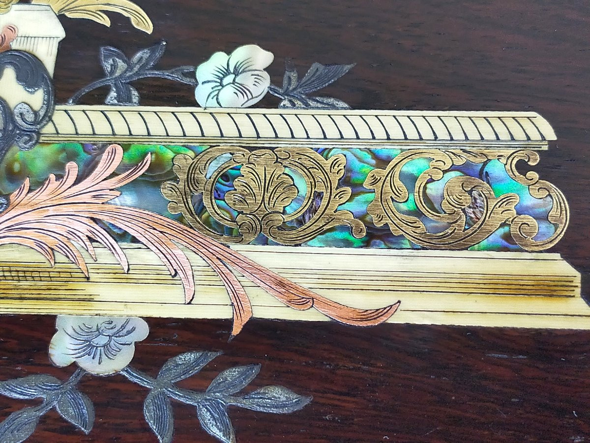 Watercolor Painter's Box, Boulle Marquetry, Berville Paris Stamp-photo-4