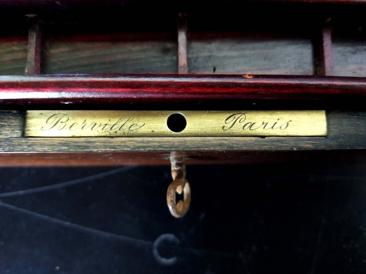 Watercolor Painter's Box, Boulle Marquetry, Berville Paris Stamp-photo-2
