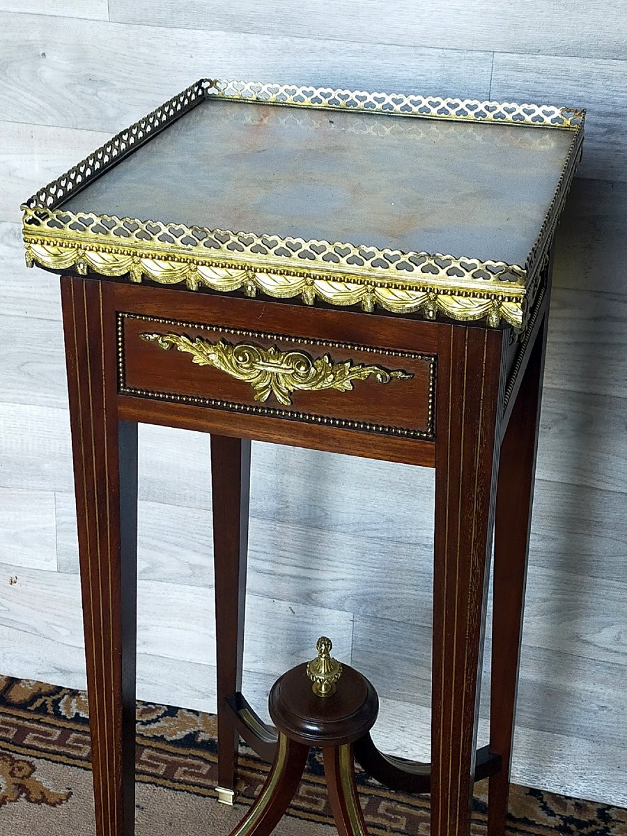Louis XVI Mahogany And Bronze Side Table, Dlg François Linke-photo-3
