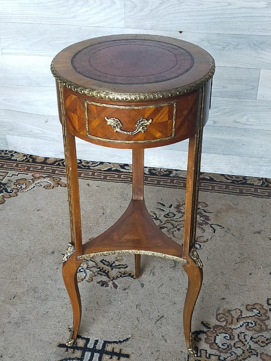 Small Marquetry And Gilded Bronze Table -photo-2