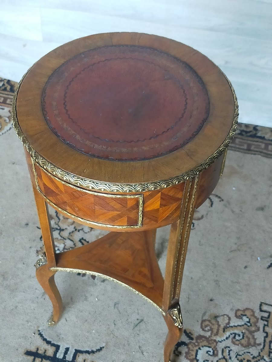 Small Marquetry And Gilded Bronze Table -photo-1