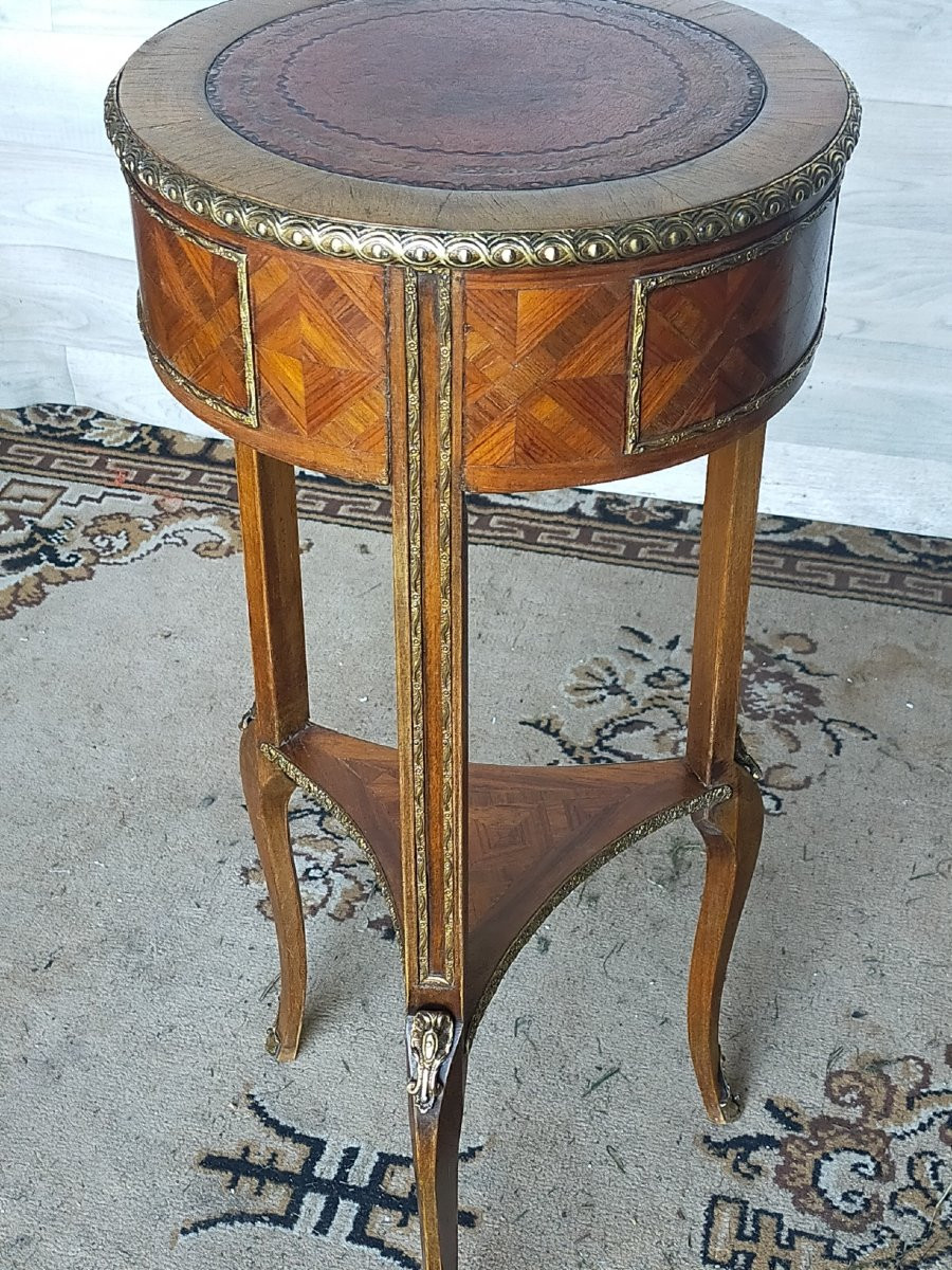 Small Marquetry And Gilded Bronze Table -photo-2