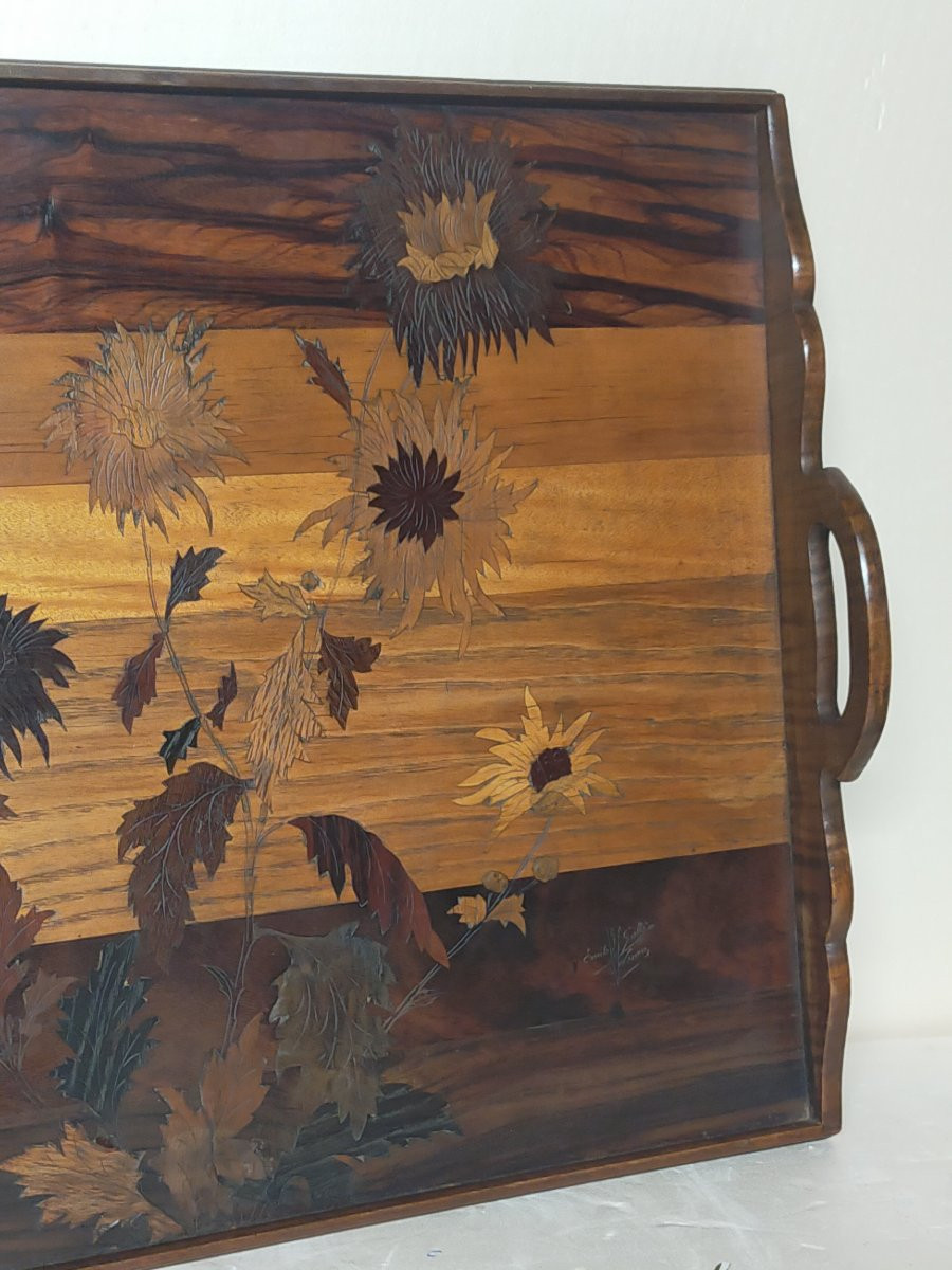 Emile Gallé Art Nouveau Marquetry Tray -photo-2
